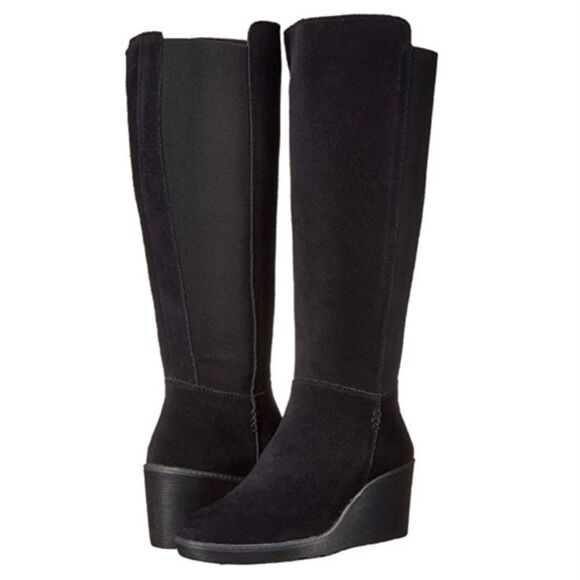 Clarks Hazen Madison Knee High Suede Wedge Boots - Picture 1 of 7